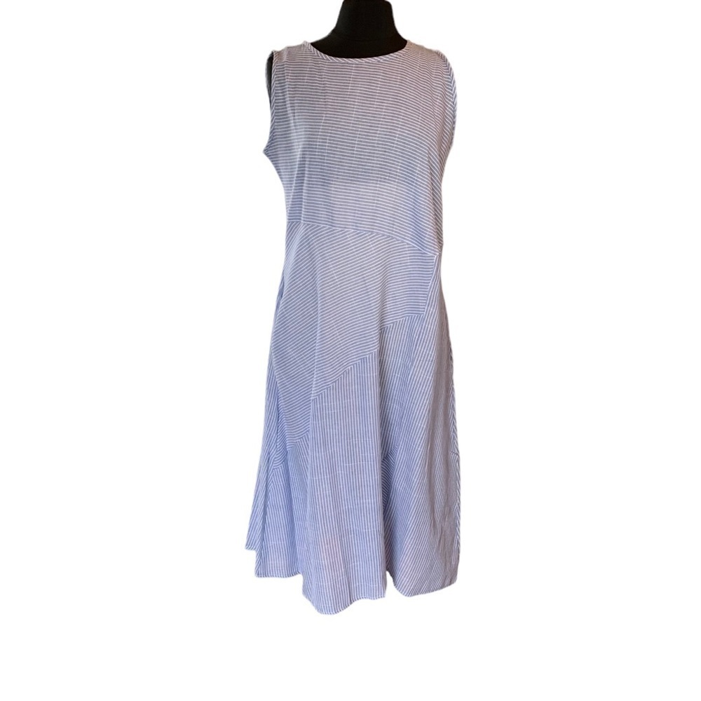 Blue and White striped maxi Dress 2XL